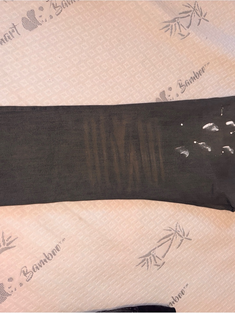 Black Leggings with Subtle Sheer Striping